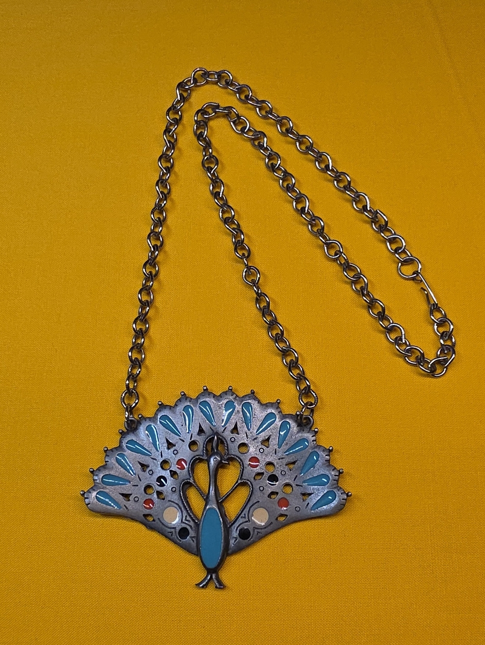 Vintage 1970s Gold Crown Inc ▪︎ Pewter Tone Peacock Statement Piece ▪ UNUSUAL!
